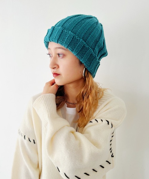 CLEA(クレア)の「太リブニットキャップ(ニットキャップ/ビーニー・レディース・アイボリー/ブラック/カーキ/グレー/ブルー/グリーン/ブラウン・FREE)」の21枚目の写真