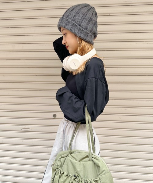 CLEA(クレア)の「太リブニットキャップ(ニットキャップ/ビーニー・レディース・アイボリー/ブラック/カーキ/グレー/ブルー/グリーン/ブラウン・FREE)」の11枚目の写真