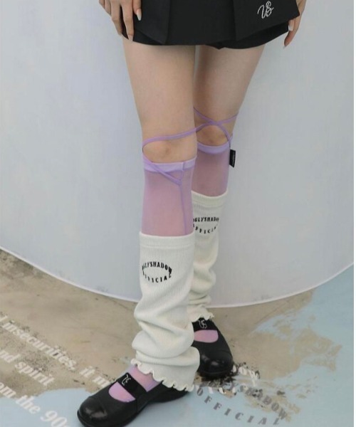 UGLY SHADOW（アグリーシャドウ）の「韓国ブランド Uglyshadow アグリーシャドウ MESH LACE SOCKS メッシュ レースソックス シースルーソックス ひもソックス レースアップ 靴下 韓国ファッション（ソックス/靴下・レディース・パープル/アイボリー/ミント/ブラック・ONE SIZE）」の4枚目の写真