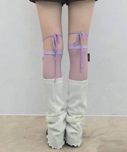 UGLY SHADOW（アグリーシャドウ）の「韓国ブランド Uglyshadow アグリーシャドウ MESH LACE SOCKS メッシュ レースソックス シースルーソックス ひもソックス レースアップ 靴下 韓国ファッション（ソックス/靴下・レディース・パープル/アイボリー/ミント/ブラック・ONE SIZE）」の9枚目の写真