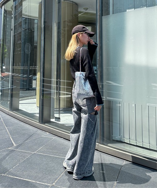 feepur（フェピュール）の「【ハンドウォッシャブル】フレアスリーブ配色リブニット（ニット/セーター・レディース・オフホワイト/グレー/ブラック・MEDIUM）」の7枚目の写真