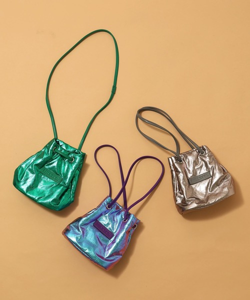 MILKFED.（ミルクフェド）の「METALLIC DRAWSTRING BAG（ショルダーバッグ・レディース・グリーン/シルバー/パープル・ONE SIZE）」の6枚目の写真