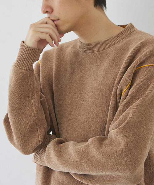 417 EDIFICE(フォーワンセブンエディフィス)の「モールニット カラーリブプルオーバー(ニット/セーター・メンズ・ベージュ/グレー/ホワイト/ブラック・MEDIUM/LARGE)」の4枚目の写真