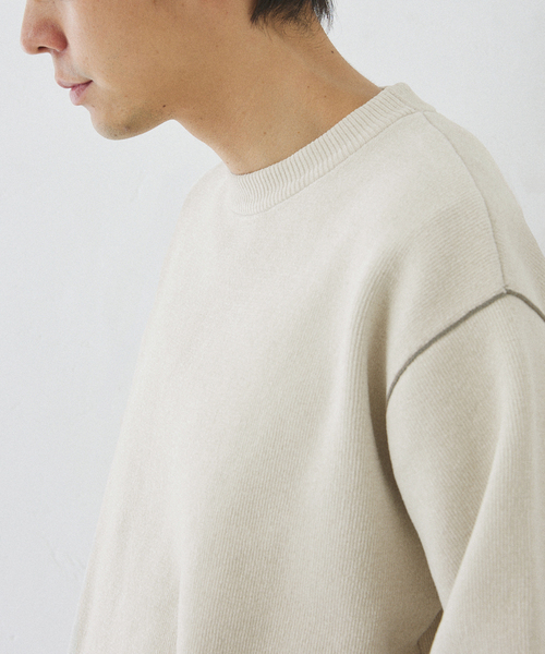 417 EDIFICE(フォーワンセブンエディフィス)の「モールニット カラーリブプルオーバー(ニット/セーター・メンズ・ベージュ/グレー/ホワイト/ブラック・MEDIUM/LARGE)」の2枚目の写真