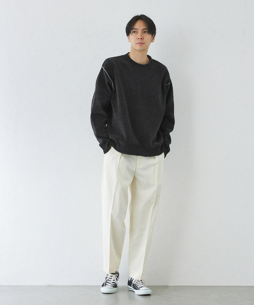 417 EDIFICE(フォーワンセブンエディフィス)の「モールニット カラーリブプルオーバー(ニット/セーター・メンズ・ベージュ/グレー/ホワイト/ブラック・MEDIUM/LARGE)」の5枚目の写真