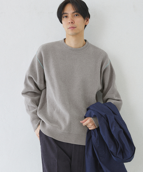 417 EDIFICE(フォーワンセブンエディフィス)の「モールニット カラーリブプルオーバー(ニット/セーター・メンズ・ベージュ/グレー/ホワイト/ブラック・MEDIUM/LARGE)」の6枚目の写真