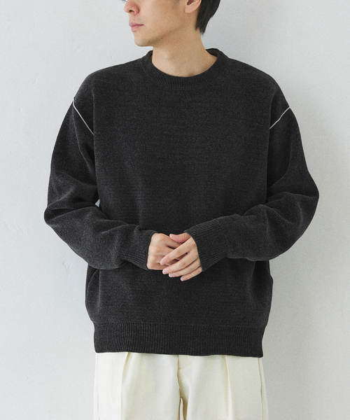 417 EDIFICE(フォーワンセブンエディフィス)の「モールニット カラーリブプルオーバー(ニット/セーター・メンズ・ベージュ/グレー/ホワイト/ブラック・MEDIUM/LARGE)」の14枚目の写真