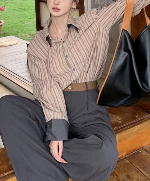 Sibra（シブラ）の「配色ダブルラペルシャツ（シャツ/ブラウス）」 - WEAR