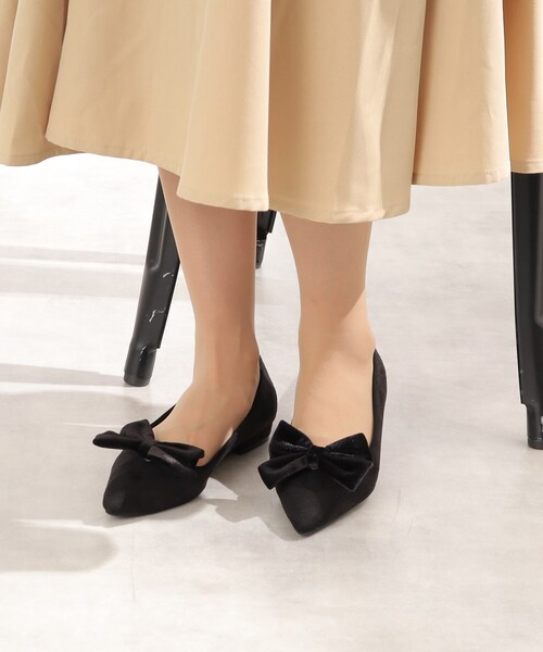 ITS'DEMO（イッツデモ）の「◆【2way/スエード調&チェック柄/クッションインソール/2サイズ展開】リボンパンプス（パンプス・レディース・ボルドー/ブラック/グレー系1・40/38）」の10枚目の写真