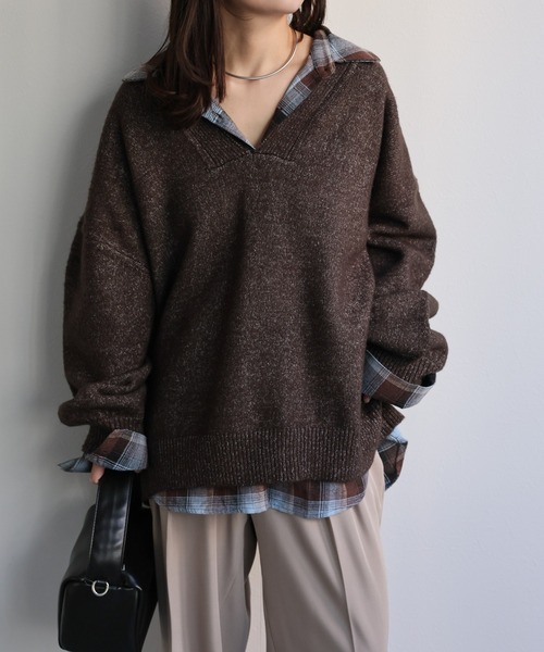 【あーこ様♡オーダー専用ページ】(納期ご希望日→3月12日頃) オーバーサイズ Vネック ニットプルオーバー（ニット/セーター