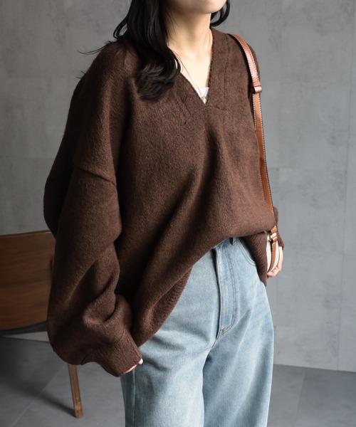 セール】ディープVネックニット / オーバーサイズニット（ニット
