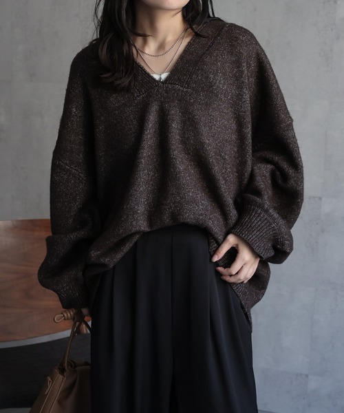 セール】ディープVネックニット / オーバーサイズニット（ニット