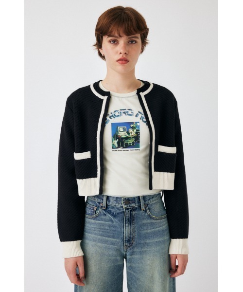 MOUSSY(マウジー)の「BICOLOR カーディガン(カーディガン/ボレロ・レディース・ホワイト/ブラック/ブルー系その他3/ライトイエロー・FREE)」の5枚目の写真