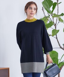 【洗える】カラーブロッキングニットチュニック
