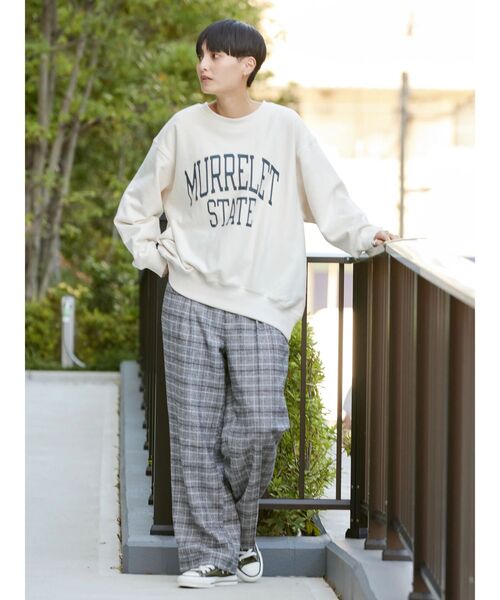 AMERICAN HOLIC（アメリカンホリック）の「ネップ裏毛ロゴスウェット（スウェット・レディース・チャコールグレー/ホワイト系その他/グレー系その他・M/L）」の5枚目の写真