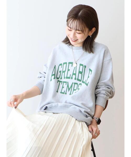 AMERICAN HOLIC（アメリカンホリック）の「ネップ裏毛ロゴスウェット（スウェット・レディース・チャコールグレー/ホワイト系その他/グレー系その他・M/L）」の3枚目の写真