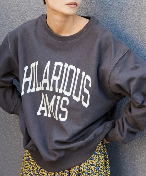 AMERICAN HOLIC（アメリカンホリック）の「ネップ裏毛ロゴスウェット（スウェット・レディース・チャコールグレー/ホワイト系その他/グレー系その他・M/L）」の2枚目の写真