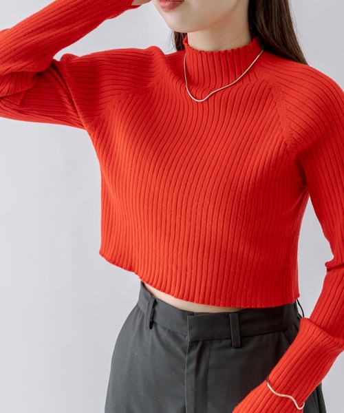 mline（エムライン）の「[mline]ショートプチハイニット（ニット/セーター・レディース・レッド/ブルー/ブラック/アイボリー/グリーン・FREE）」の5枚目の写真