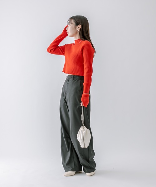 mline（エムライン）の「[mline]ショートプチハイニット（ニット/セーター・レディース・レッド/ブルー/ブラック/アイボリー/グリーン・FREE）」の14枚目の写真