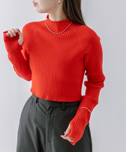 mline（エムライン）の「[mline]ショートプチハイニット（ニット/セーター・レディース・レッド/ブルー/ブラック/アイボリー/グリーン・FREE）」の6枚目の写真