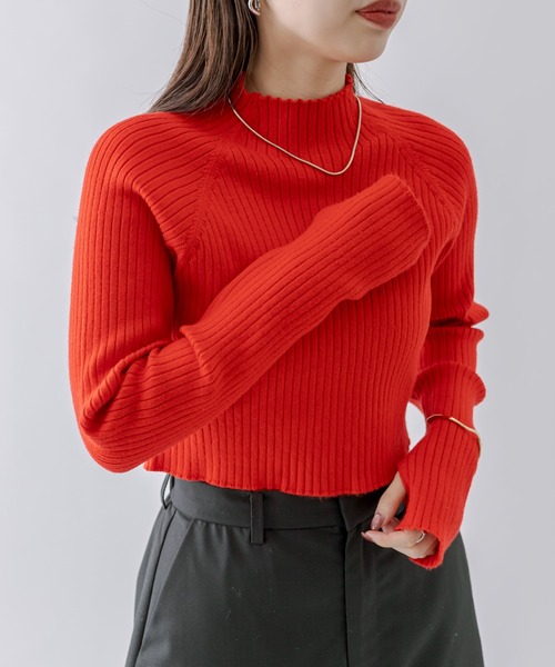 mline（エムライン）の「[mline]ショートプチハイニット（ニット/セーター・レディース・レッド/ブルー/ブラック/アイボリー/グリーン・FREE）」の9枚目の写真