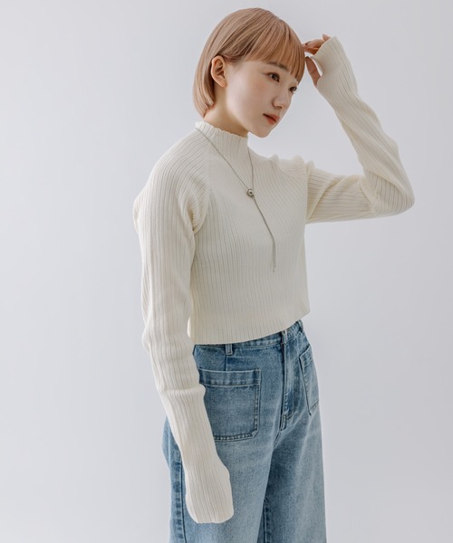 mline（エムライン）の「[mline]ショートプチハイニット（ニット/セーター・レディース・レッド/ブルー/ブラック/アイボリー/グリーン・FREE）」の18枚目の写真