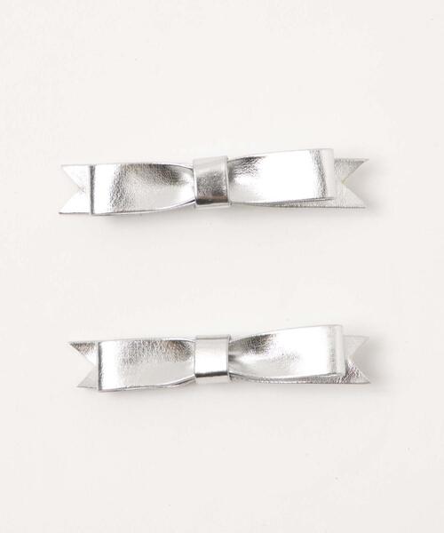 WEGO（ウィゴー）の「WEGO/【2点セット】PUリボンクリップ（ヘアゴム・レディース・ブラック/シルバー・FREE）」の3枚目の写真