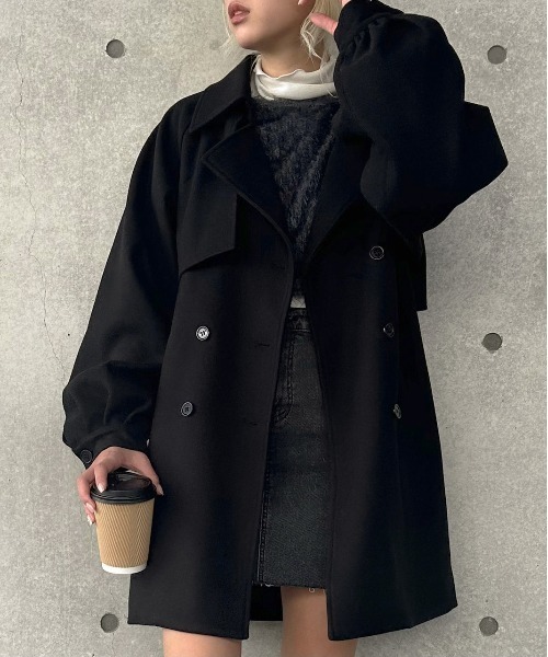 SpRay（スプレイ）の「エコウールボリュスリミニトレンチコート（トレンチコート・レディース・アイボリー/グレイッシュベージュ/ブラック・FREE）」の5枚目の写真