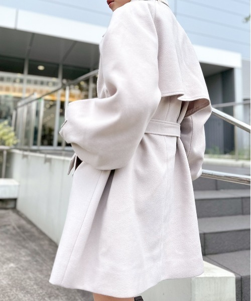 SpRay（スプレイ）の「エコウールボリュスリミニトレンチコート（トレンチコート・レディース・アイボリー/グレイッシュベージュ/ブラック・FREE）」の13枚目の写真