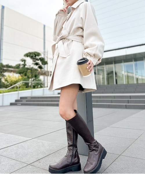 SpRay（スプレイ）の「エコウールボリュスリミニトレンチコート（トレンチコート・レディース・アイボリー/グレイッシュベージュ/ブラック・FREE）」の16枚目の写真