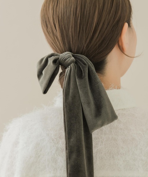 WEB/一部店舗限定』ベロアビッグリボンヘアカフセット（ヘアゴム