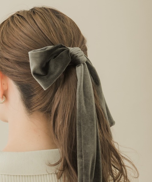 WEB/一部店舗限定』ベロアビッグリボンヘアカフセット（ヘアゴム