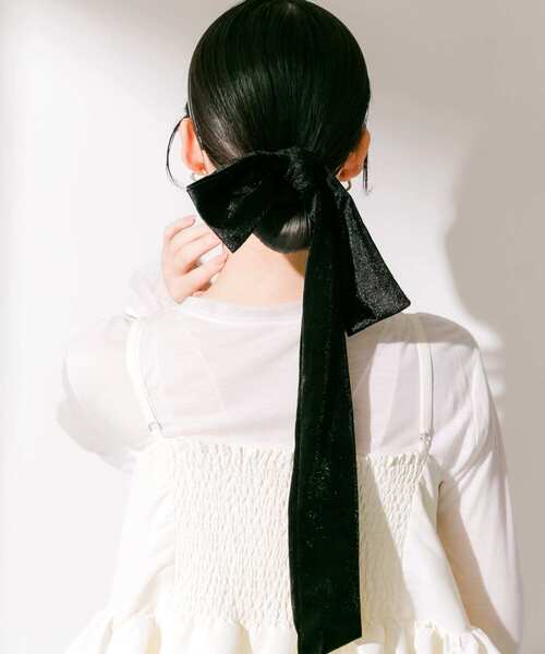 WEB/一部店舗限定』ベロアビッグリボンヘアカフセット（ヘアゴム