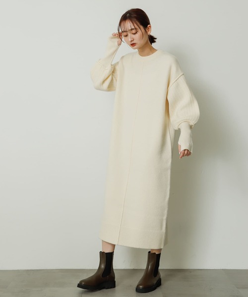 SENSE OF PLACE by URBAN RESEARCH(センスオブプレイスバイアーバンリサーチ)の「センターシームサムホールニットワンピース(ワンピース・レディース・グレー/アイボリー/ネイビー・ONE)」の6枚目の写真