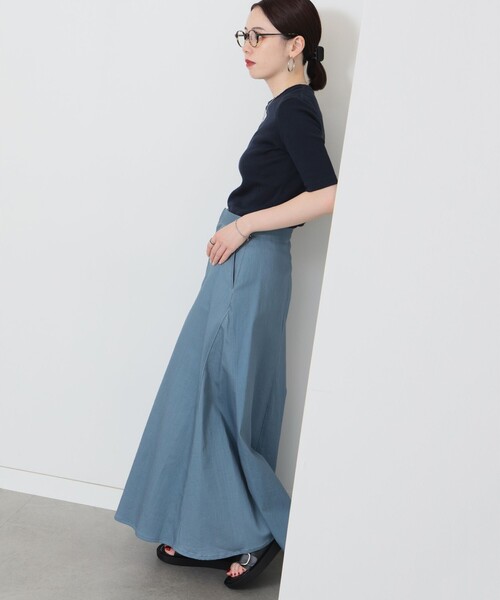 Demi-Luxe BEAMS(デミルクス ビームス)の「Demi-Luxe BEAMS / ツイル サーキュラー スカート(スカート・レディース・ホワイト/ベージュ/ブルー・36/38)」の4枚目の写真
