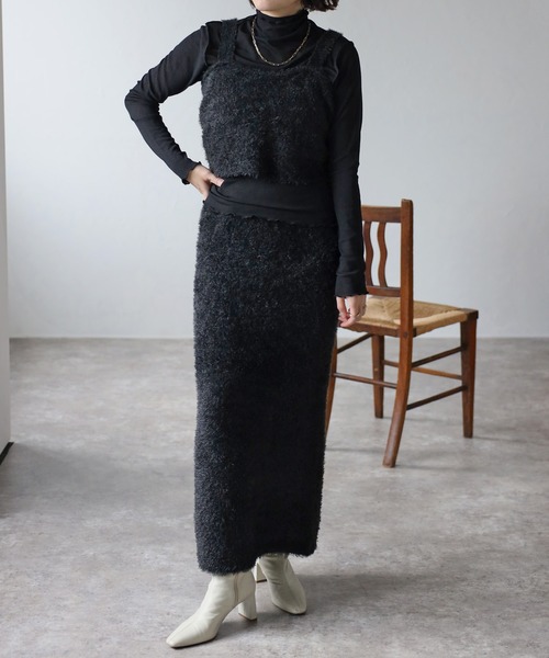 Bonjour Sagan（ボンジュールサガン）の「シャギービスチェ（キャミソール・レディース・チャコールグレー/ブラック・FREE）」の3枚目の写真