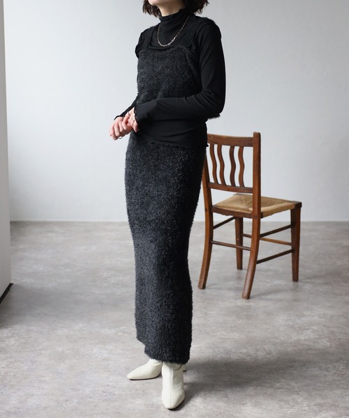 Bonjour Sagan（ボンジュールサガン）の「シャギービスチェ（キャミソール・レディース・チャコールグレー/ブラック・FREE）」の5枚目の写真