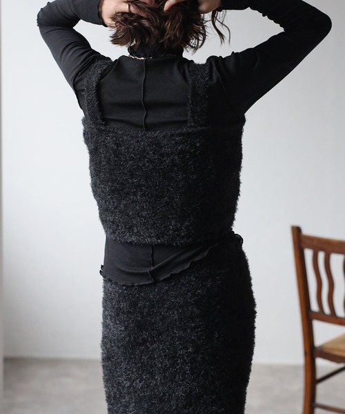 Bonjour Sagan（ボンジュールサガン）の「シャギービスチェ（キャミソール・レディース・チャコールグレー/ブラック・FREE）」の6枚目の写真