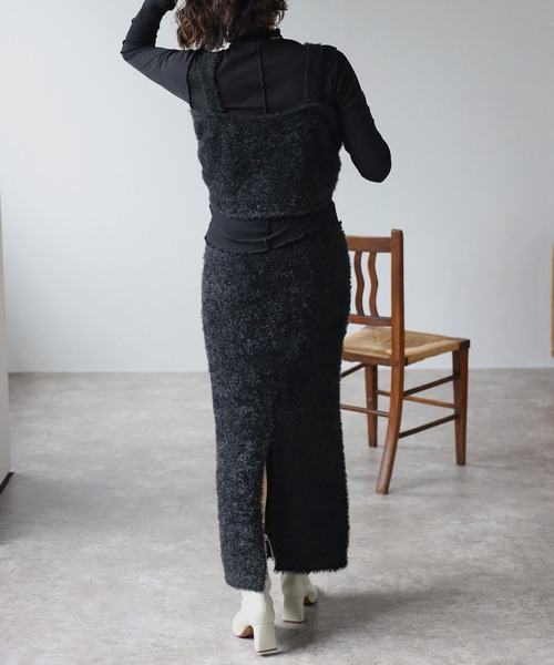 Bonjour Sagan（ボンジュールサガン）の「シャギービスチェ（キャミソール・レディース・チャコールグレー/ブラック・FREE）」の7枚目の写真