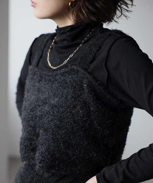 Bonjour Sagan（ボンジュールサガン）の「シャギービスチェ（キャミソール・レディース・チャコールグレー/ブラック・FREE）」の13枚目の写真