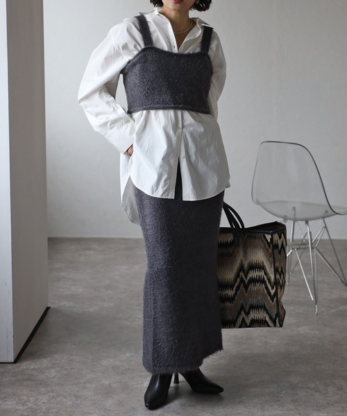 Bonjour Sagan（ボンジュールサガン）の「シャギービスチェ（キャミソール・レディース・チャコールグレー/ブラック・FREE）」の14枚目の写真