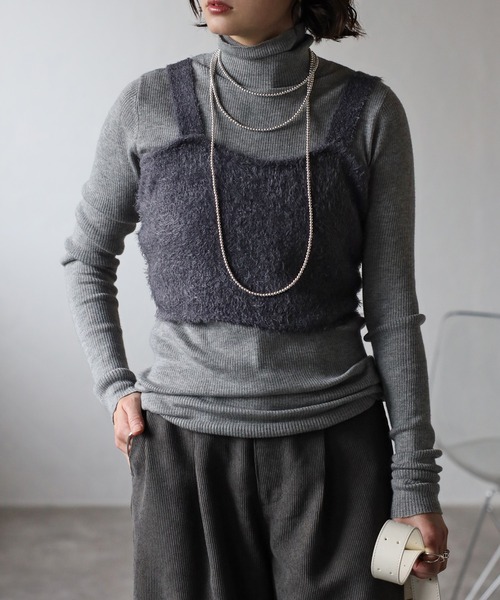 Bonjour Sagan（ボンジュールサガン）の「シャギービスチェ（キャミソール・レディース・チャコールグレー/ブラック・FREE）」の19枚目の写真