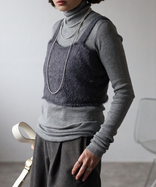 Bonjour Sagan（ボンジュールサガン）の「シャギービスチェ（キャミソール・レディース・チャコールグレー/ブラック・FREE）」の20枚目の写真