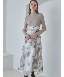 MERCURYDUO | フラワードッキングロングスリーブワンピース(ワンピース)