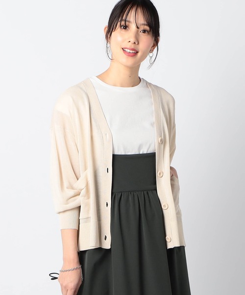 Grand PARK（グランドパーク）の「ワンポイント刺繍入り　ベーシックシアカーディガン（カーディガン/ボレロ・レディース・ライトグレー/ブラック/ベージュ・FREE）」の3枚目の写真