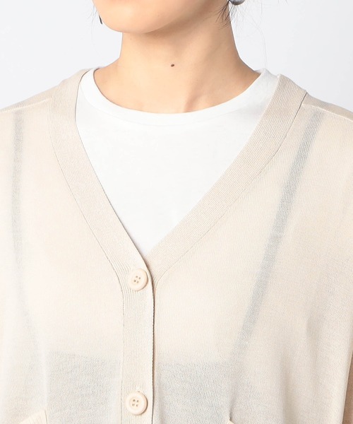 Grand PARK（グランドパーク）の「ワンポイント刺繍入り　ベーシックシアカーディガン（カーディガン/ボレロ・レディース・ライトグレー/ブラック/ベージュ・FREE）」の9枚目の写真