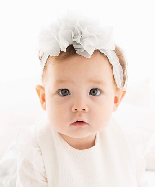 fillot de bebe reduction(フィヨデュベベルダクティオン)の「【日本製】ラメチュールヘアバンド(ヘアバンド・キッズ・パープル/ピンク/ホワイト・FREE)」の2枚目の写真