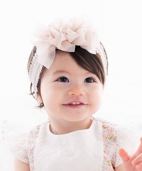 fillot de bebe reduction(フィヨデュベベルダクティオン)の「【日本製】ラメチュールヘアバンド(ヘアバンド・キッズ・パープル/ピンク/ホワイト・FREE)」の3枚目の写真