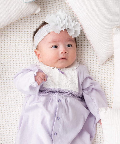 fillot de bebe reduction(フィヨデュベベルダクティオン)の「【日本製】ラメチュールヘアバンド(ヘアバンド・キッズ・パープル/ピンク/ホワイト・FREE)」の4枚目の写真