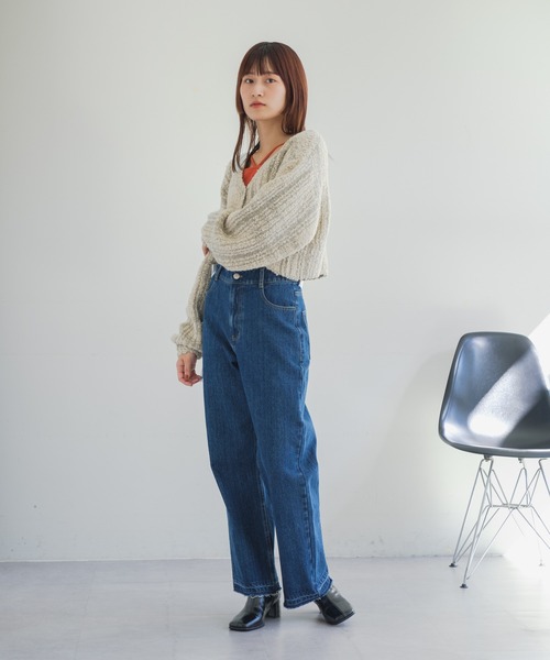 Kastane（カスタネ）の「【ウール混】ビーンズニットカーディガン（カーディガン/ボレロ・レディース・アイボリー/グレー・FREE）」の9枚目の写真